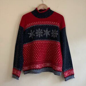 VINTAGE Jones New York Sport Holiday Christmas Sweater Wool Size Large